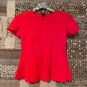 J. Crew red asymmetrical ponte short sleeve top